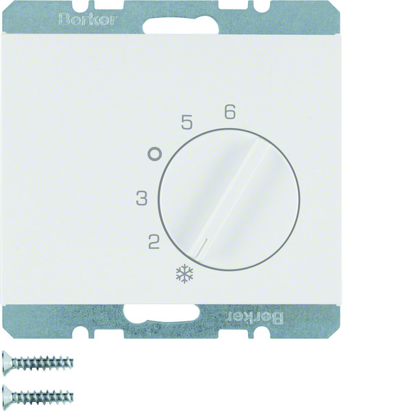 Hager Berker Glossy White Room Thermostat With Changeover Contact - 20267109