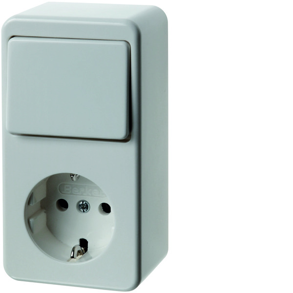 Hager Berker Combination Switch Socket Surface-Mounted Gloss Polar White - 61479649