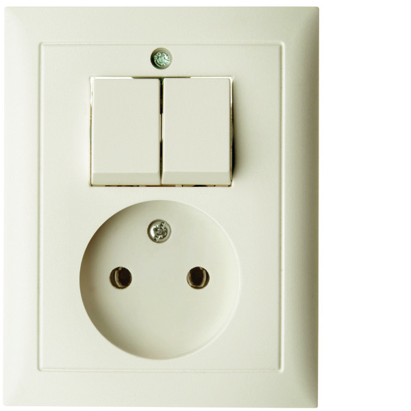 Hager Berker S.1 Series Switch With 2P Socket Outlet - White - 6143658982