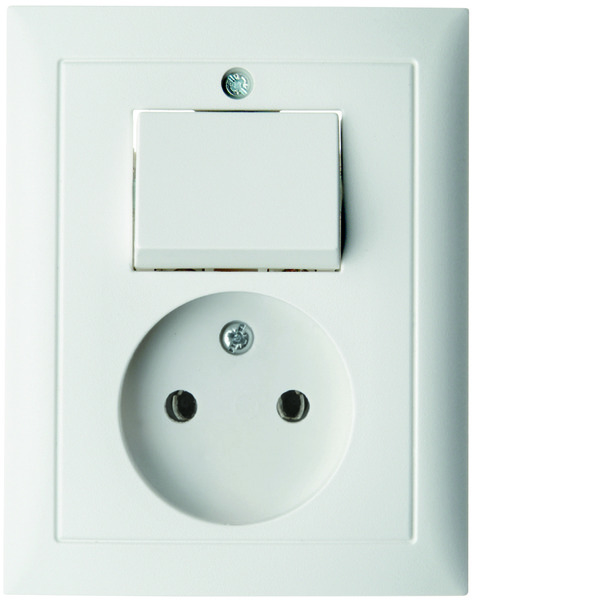 Hager Berker S.1 Polar White Socket Outlet and Switch Combination - 6143668989