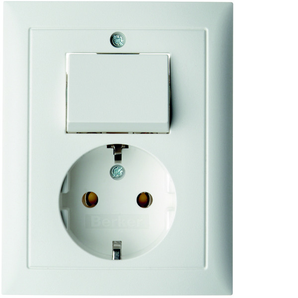 Hager Berker S1 Combination Switch Socket Outlet Polar White Matte - 6143561949