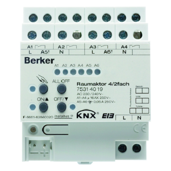 Hager Berker Actionneur de salle 4-2 voies 16 A Make Contact KNX - 75314019