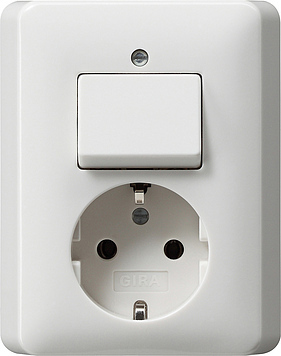 Gira Combination Switch Socket With Ground Connection White - 017603