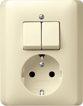 Gira Combinatie-Serie Wandcontactdoos Standaard 55 Creme Wit - 017501