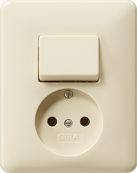 Gira System 55 Combination Switch Socket In Cream White - 047601