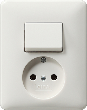 Gira Combination Outlet Switch System 55 Pure White - 047603