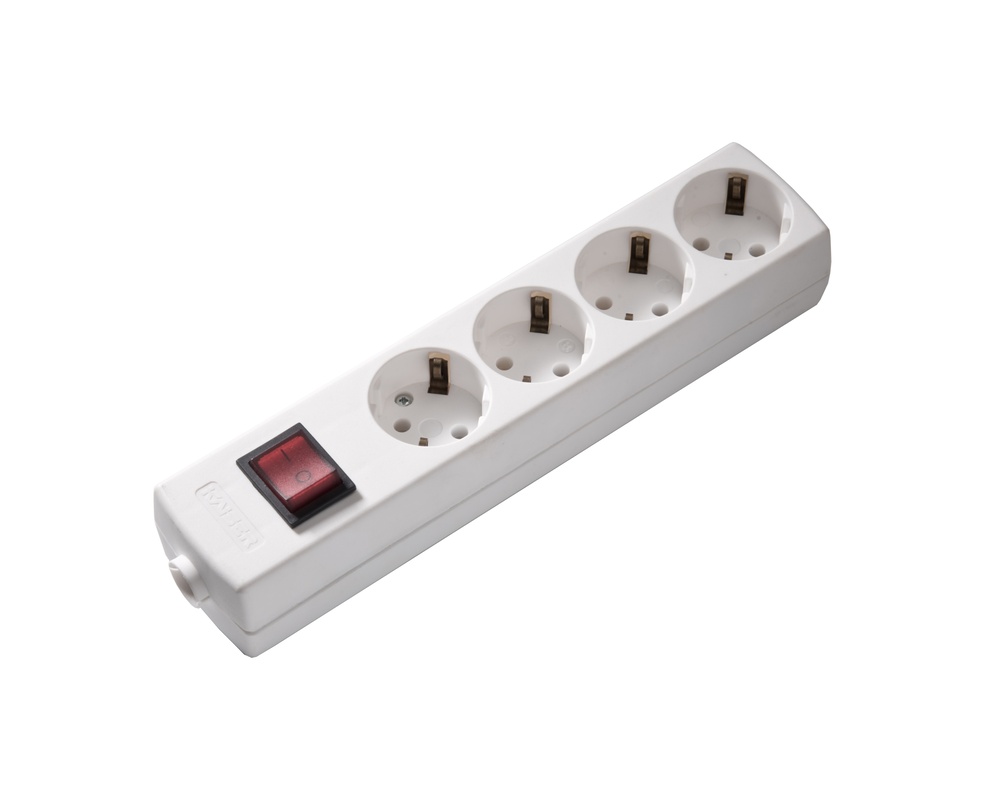 Martin Kaiser 4-Way Arctic White Socket With Switch (European Socket) - 1064/KWS