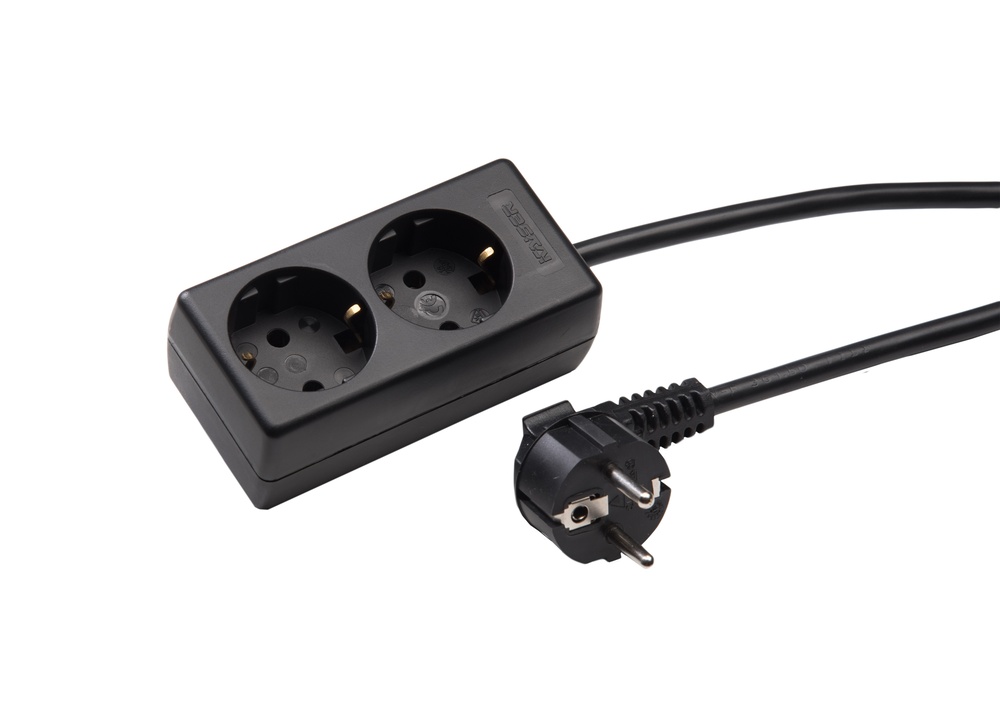 Martin Kaiser 2-Way Socket With Earthing 1.5M Cable Black (European Socket) - 1020ZL/15W/SW