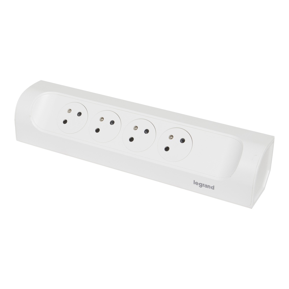 Legrand Mountable Socket 4x2P Without Cord White 90 Degree (European Socket) - 049408