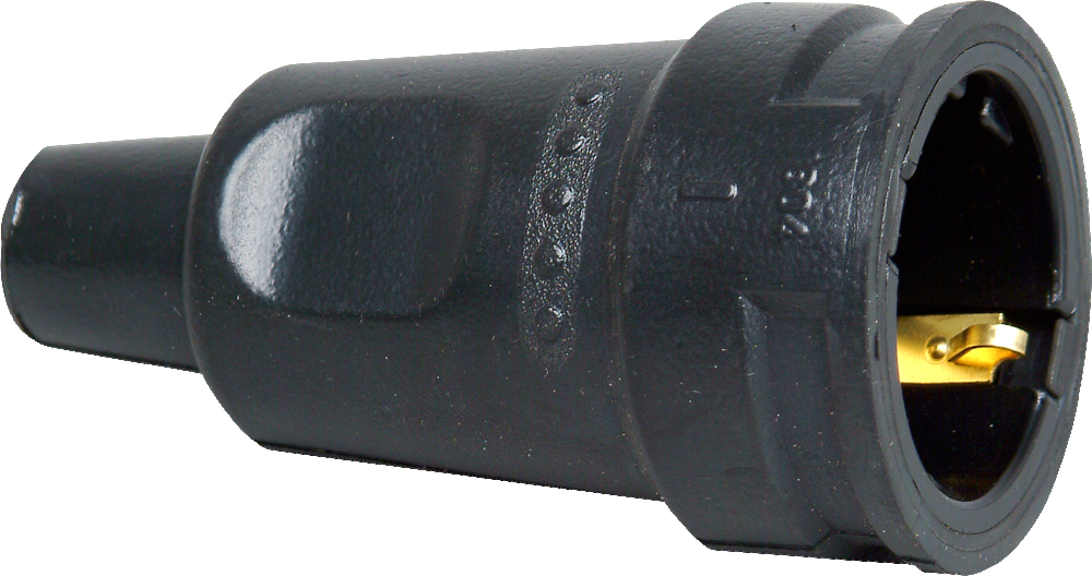 Kopp Gummikontraststecker mit Erdungsstift schwarz - 1804.1600.4