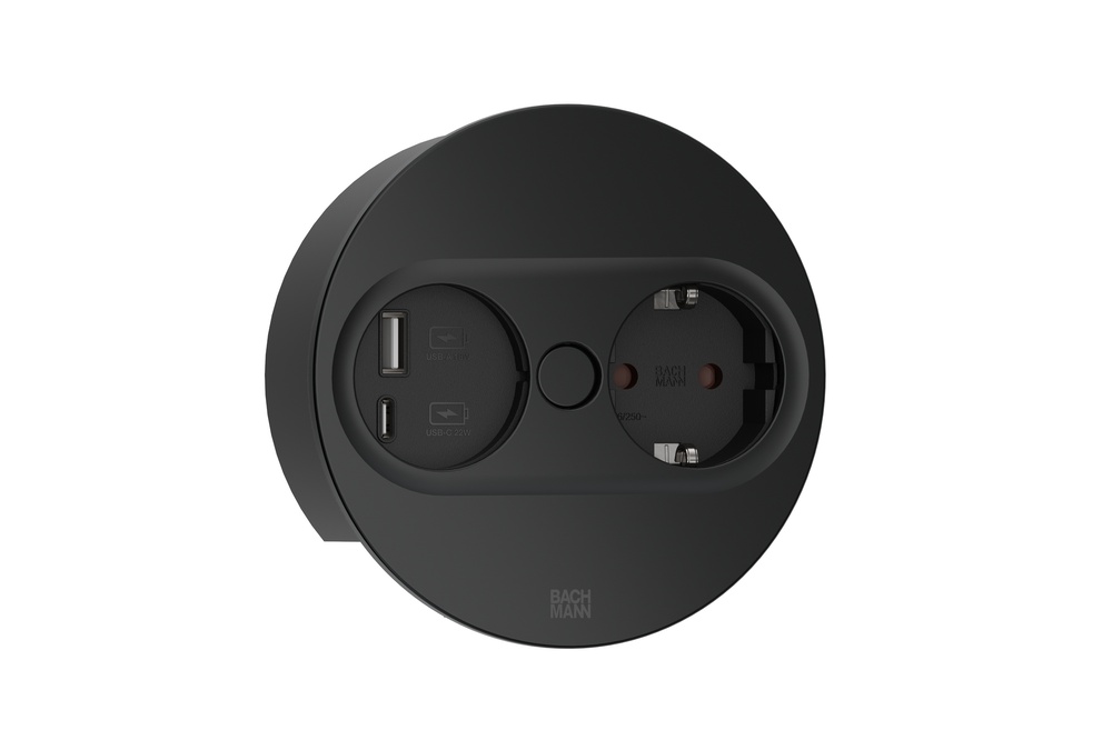 Cargador redondo USB Bach Twist2 230 V con cable RA de 2 m (Enchufe Europeo) - 946.104