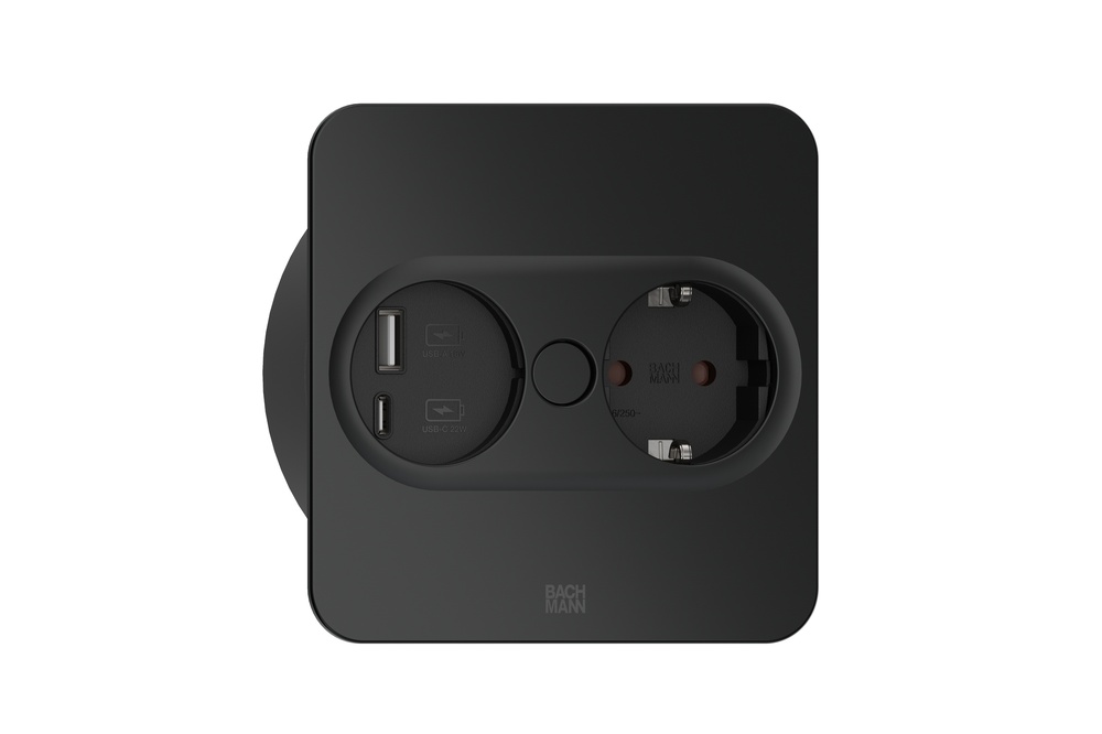Bach Twist2 230V USB Charger Square 2m RA (European Socket) - 946.105