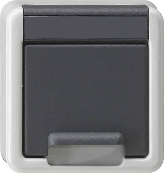 Gira Schuko stopcontactdeksel met afdekking voor opbouwmontage grijs - 494230
