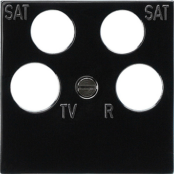 Gira 4-Way Coaxial Satellite Accessory Cover Plate Black - 025910