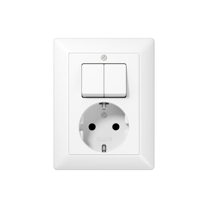 Jung AS 5575 EU WW Combination Socket Switch Series Alpine White - AS5575EUWW