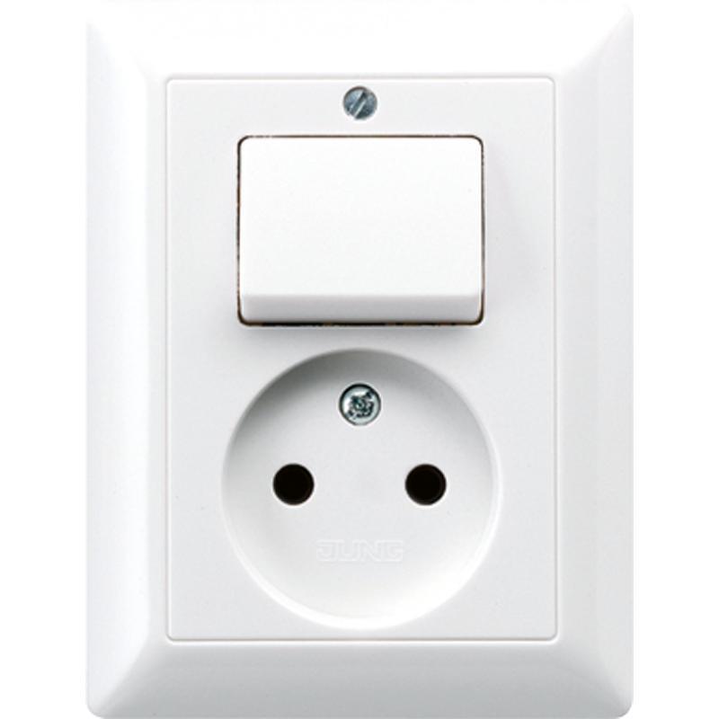 Jung AS Combination Inbuilt Switch And Socket Alpin White - AS5546EUWW