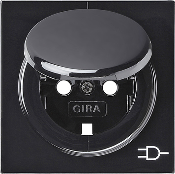 Gira Cover Socket With Earth Pin And Flip Lid S-Color Black - 092247