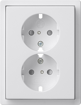 Gira F100 Pure White 2-Way Outlet Cover - 0930112