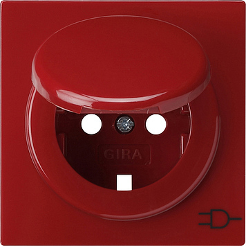 Gira S-Color Red Wall Socket Cover With Earthing And Flap Lid - 092243