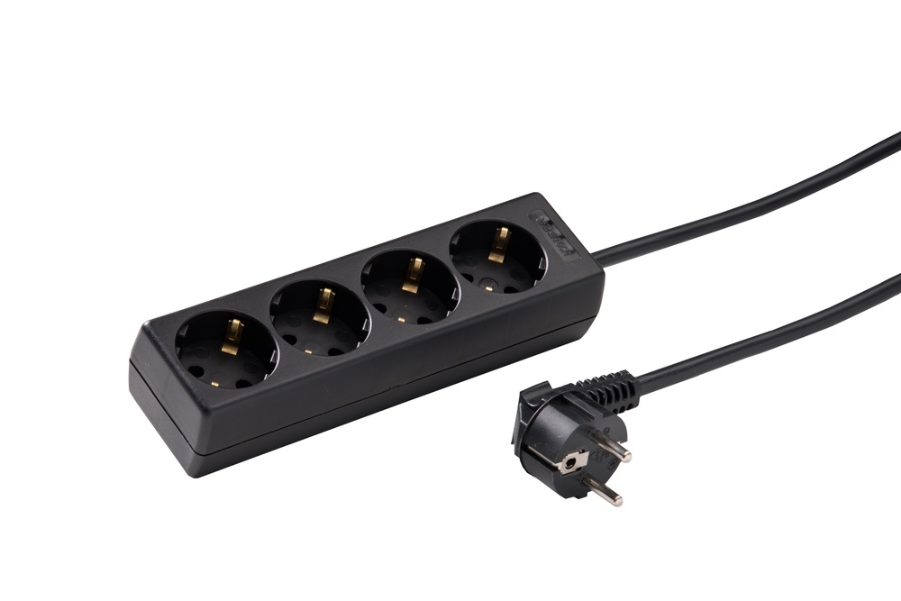 Martin Kaiser 4-Way Angled Socket With 1.5m Cable Black (European Socket) - 1046ZL/15W/SW