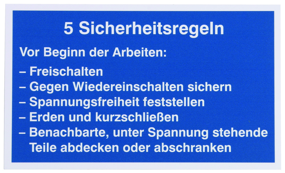 Dehn Sign 5 Safety Rules German Language Plastic Material - 700057