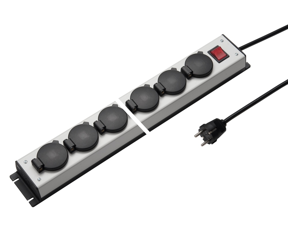 Martin Kaiser Power Outlet Strip 6-Weg 90 graden Afdekplaat Schakelaar Kabel 1.5m - 1058ZL6L-SW15