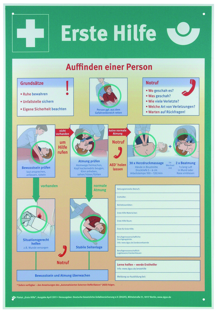 Dehn Eerste Hulp-bord BGI/GUV-I 510 Duitse taal - 700052