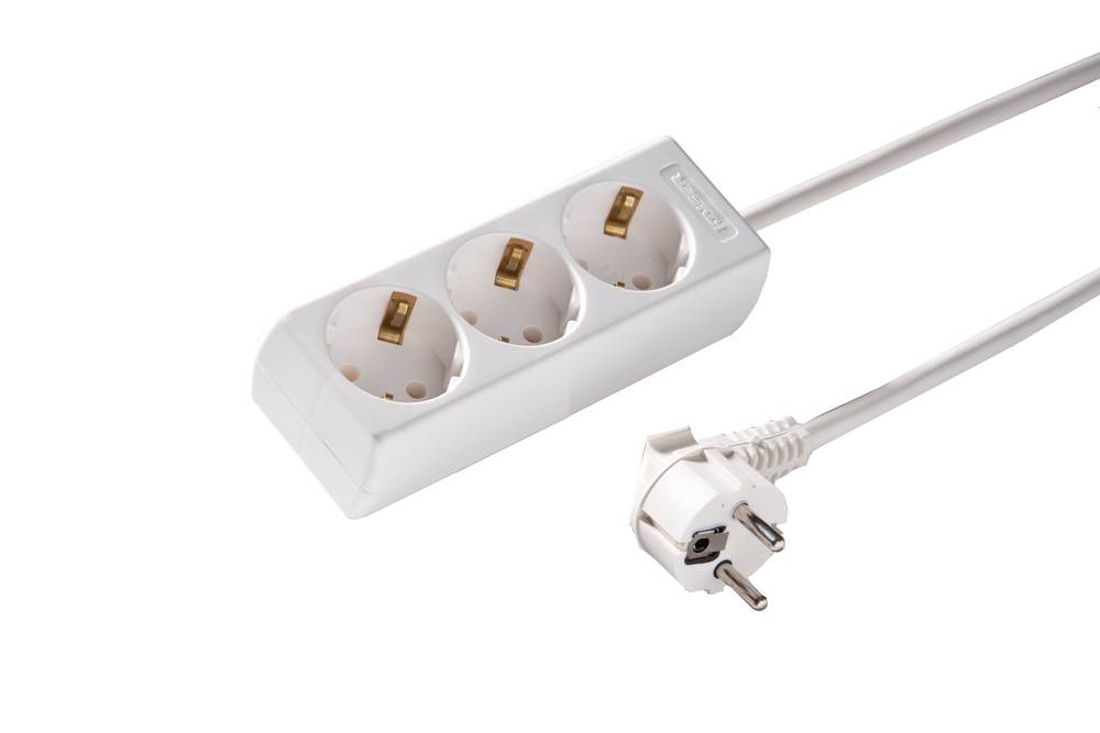 Martin Kaiser 3-Weg 45 Graden Witte Contactdoos Met 5M Kabel (Europese Stekkerdoos) - 1045ZL5-15W/KWS