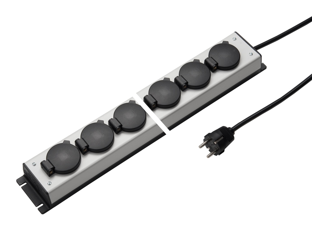 Martin Kaiser Power Outlet Strip 10-Way Hinged Cover Cable Included (European Socket) - 1059ZL10L-SW15