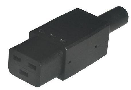 Ratio Electric C19 Connector Female Straight 16A Black - 70454