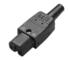 Ratio Electric C15 Connector 120 degrees Female Straight 10A Black - 70456