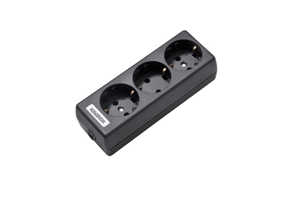 Martin Kaiser 3-Way Socket With Earthing Black (European Socket) - 1030/SW [2 pieces]