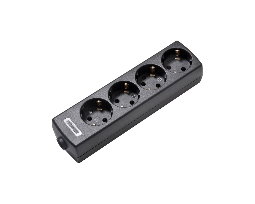 Martin Kaiser 4-Way 45 Degree Socket With Grounding Portable Black (European Socket) - 1048/SW [2 pieces]