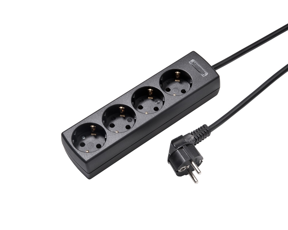 Martin Kaiser 4-Way Socket Black Cable 45 Degree 1.5m (European Socket) - 1048ZL/15W/SW