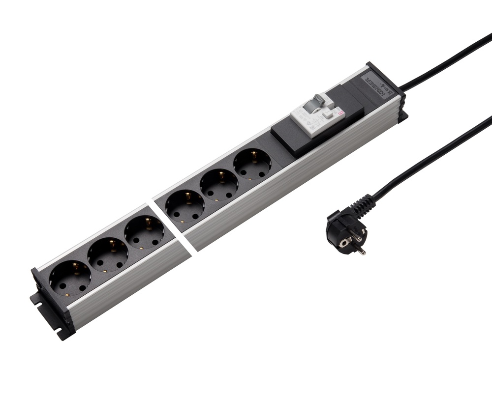 Martin Kaiser Regleta de 6 vías con GFCB de 16A y cable de 3M (Enchufe Europeo) - 1137ZL6L-SW3