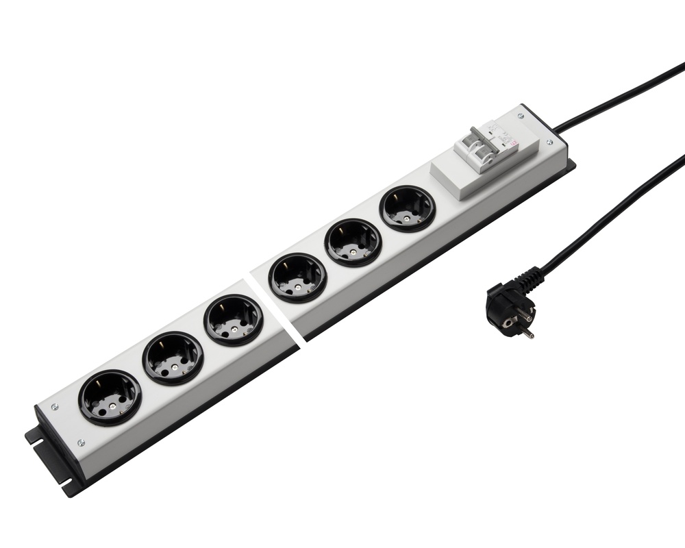 Martin Kaiser Power Strip 6 stopcontacten 90 graden met kabel - 1036ZL6L-SW3