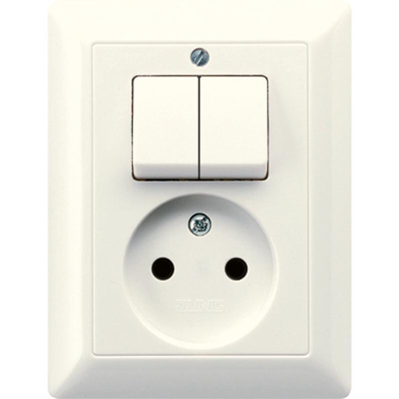 Interruptor y toma de corriente combinados incorporados de color blanco de la serie AS500 de Jung - AS5545EU