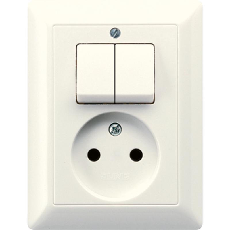 Jung AS500 Series White Combo Inbuilt Switch And Outlet - AS5545EU