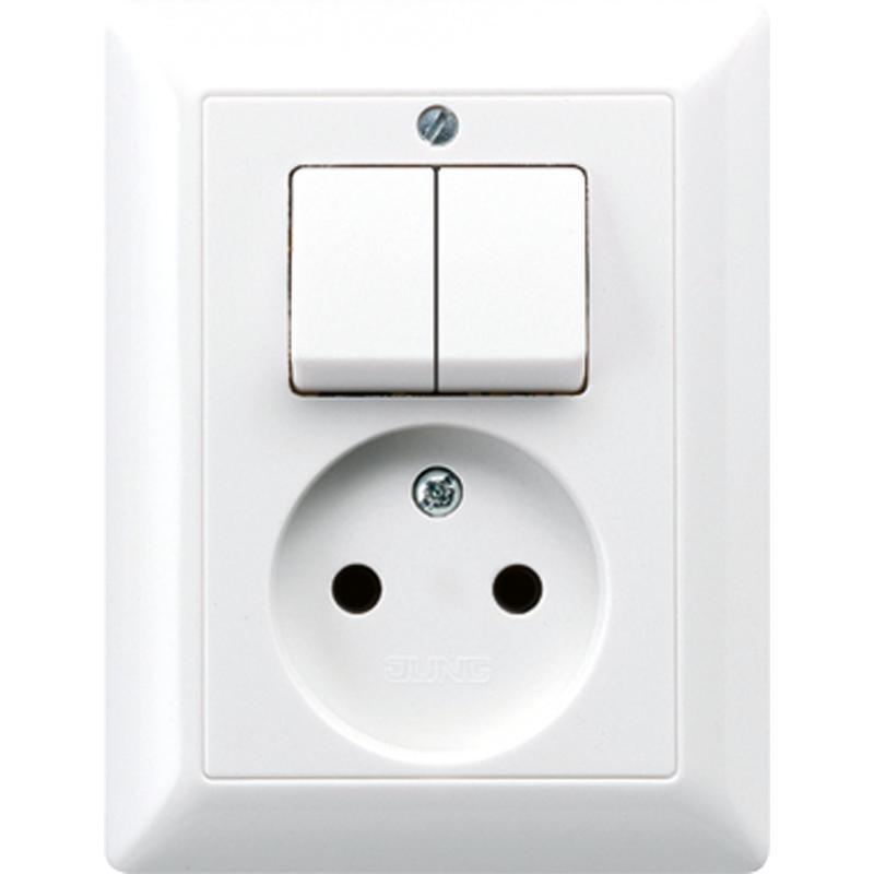 Jung AS500 Alpin White Combination Series Switch And Socket - AS5545EUWW