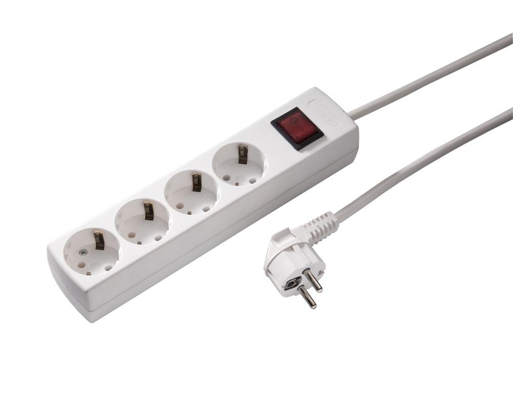 Martin Kaiser 4-Way Socket With Switch And 3m Cable (European Socket) - 1064ZL3-15W/KWS