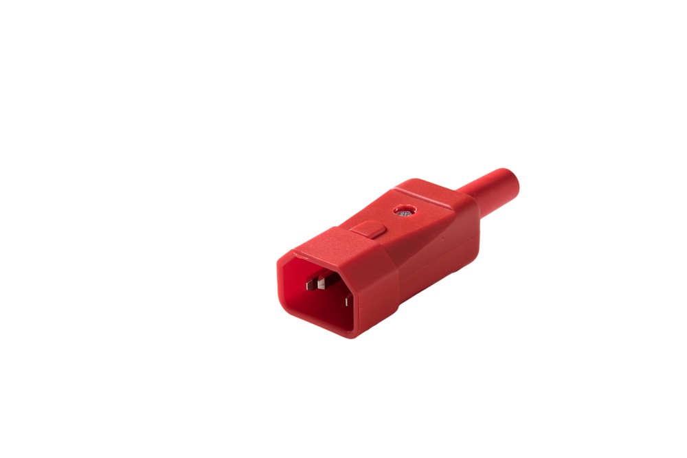 Martin Kaiser MK IEC Appliance Plug C14 70 degrees 10 Amp Earthing Contact Red - 749/RT [2 pieces]