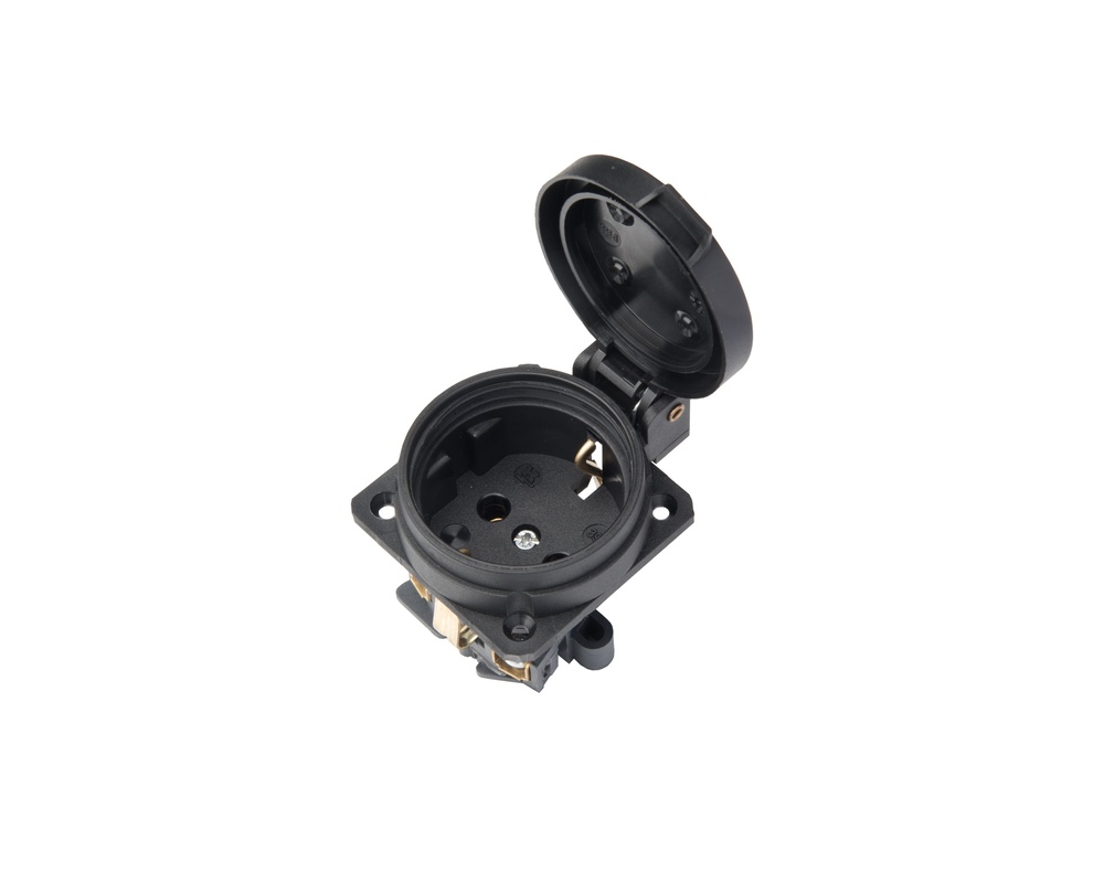 Martin Kaiser 1-Way Flush-Fitting Socket With Hinged Cover Black - 399/SW [2 pieces]