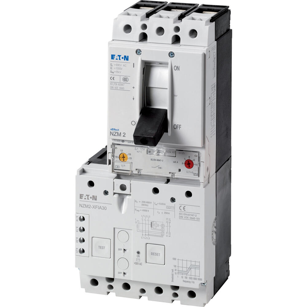 Eaton NZM2 3P 100A Circuit Breaker With RCD 30mA AC DC Sensitive - 184959