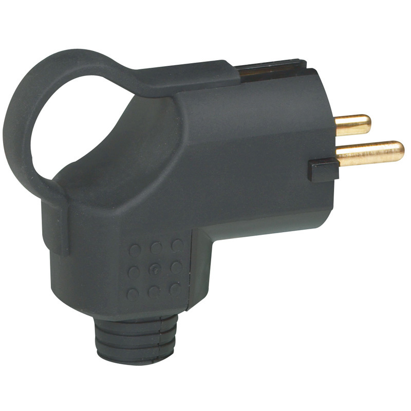 Legrand Enchufe Acodado de Goma 2P+T 16A Negro IP20 - 050252