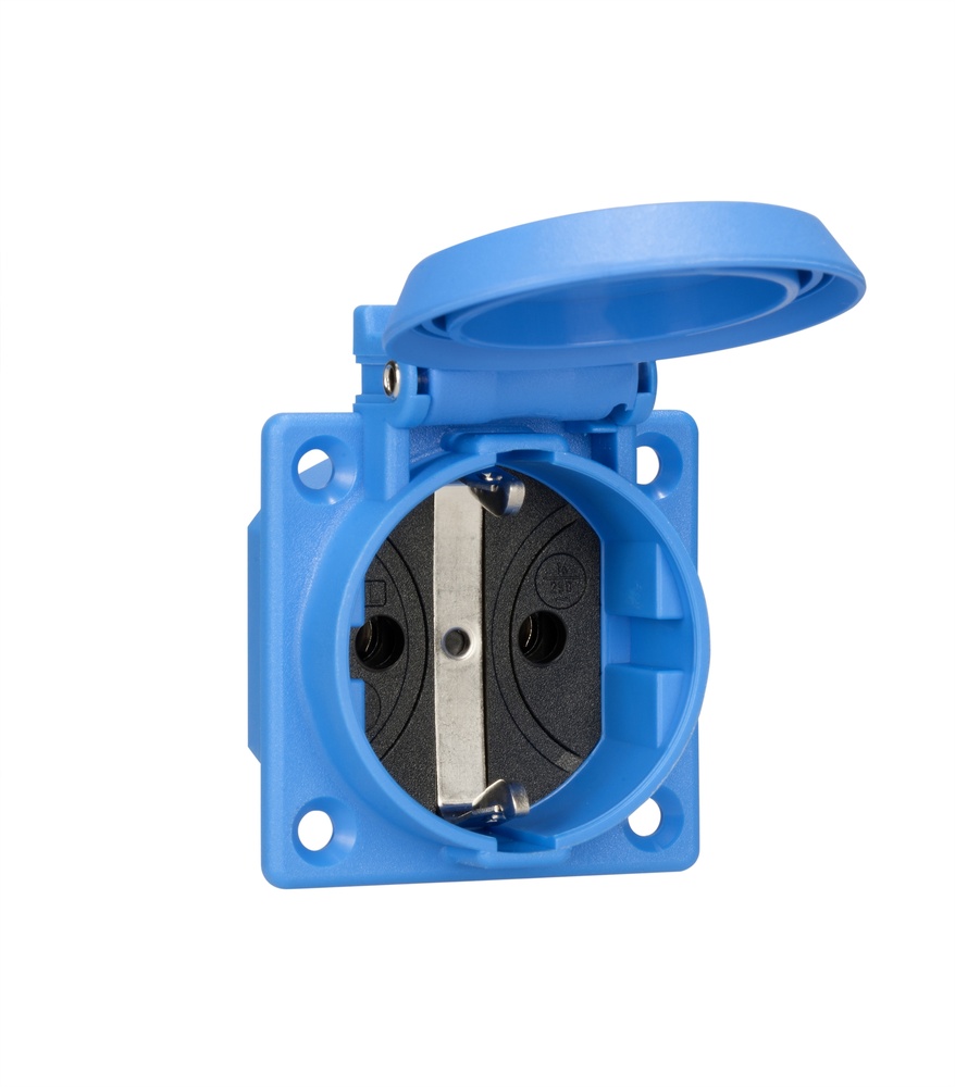 ABL 2P+RA Machine Socket IP54 50x50mm Blue In-Built - 1661-050