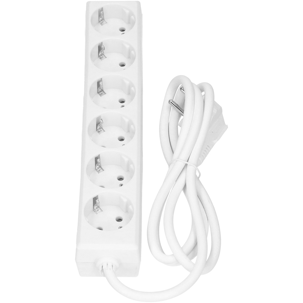 Selly 6x 230V 1.5M White Socket With Earthed Plug (European Socket) - 381.241S