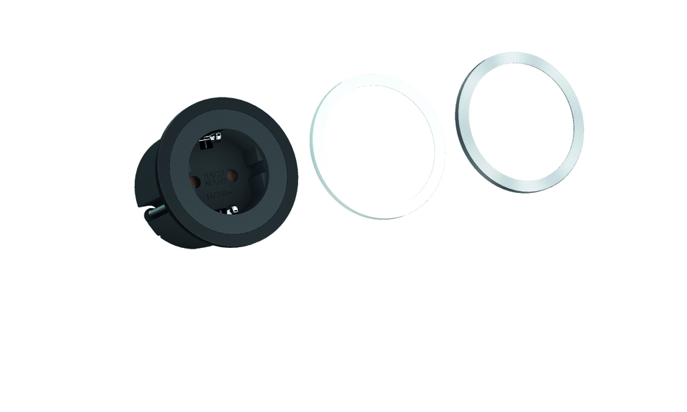 Bachmann Pix 1x230V In-Wall Socket Unit Stainless Steel Look (European Socket) - 926.001
