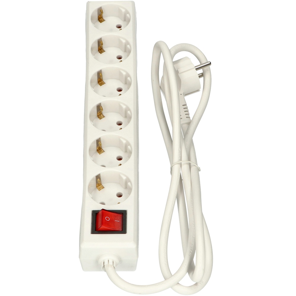 Selly 6x 230V Switch Socket With 1.5m Cable White (European Socket) - 381.244S