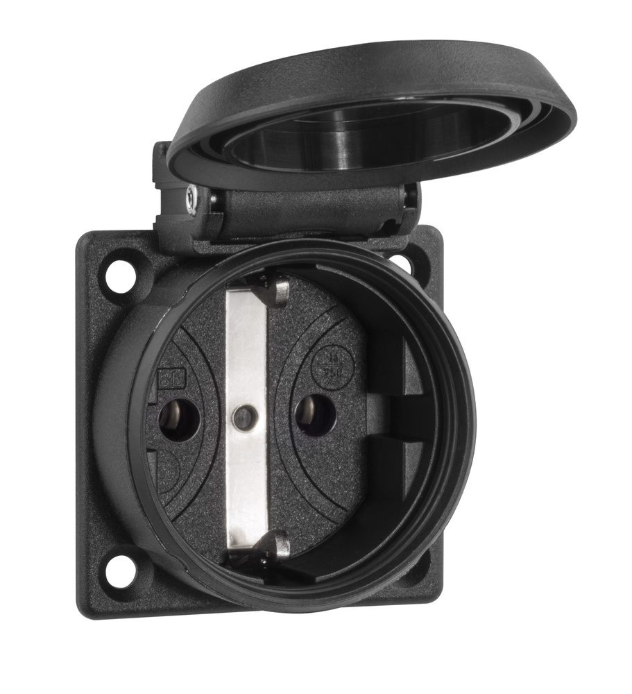 ABL Inbuilt Machine Outlet IP54 Black 50x50mm - 1561-000