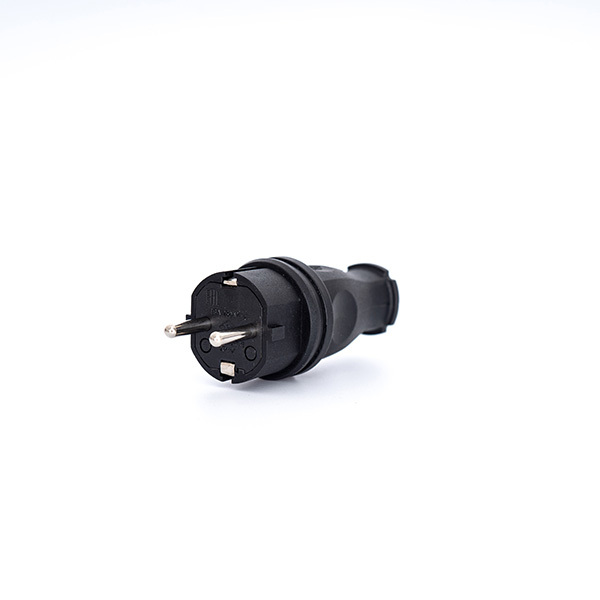 Power Solid Plug 16A Rubber Grounded IP44 Black - PWS161KS [2 pieces]